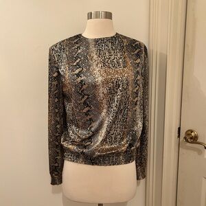 Vintage Draper’s and Damon’s Black Metallic Long Sleeve with Shoulder Pads